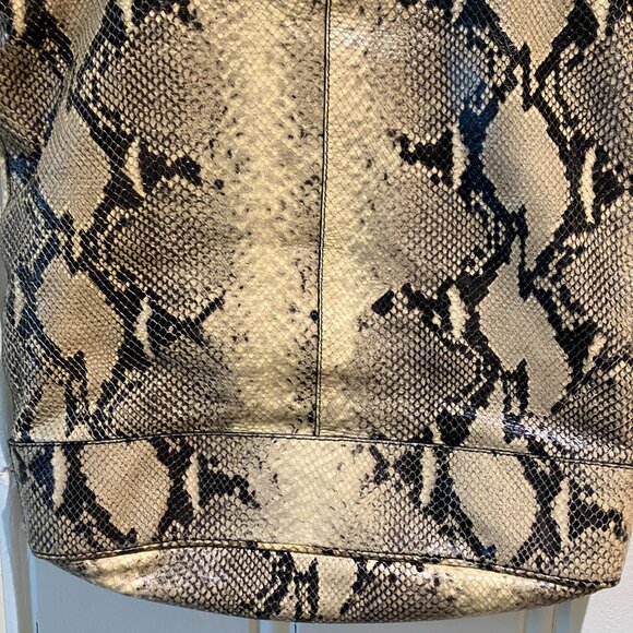 VTG Club Monaco Leather / Snakeskin Large Tote Made in Italy Adjustable Straps - Picture 4 of 6